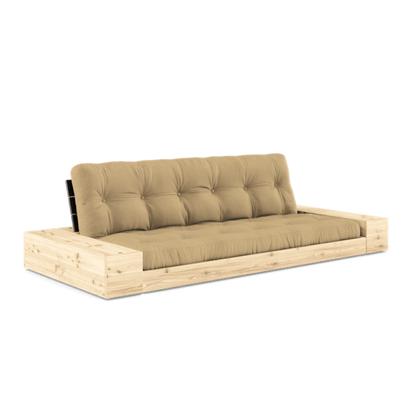 Base Sovesofa Med Sideboks og 5-lags Madrass Svart Natt/Beige