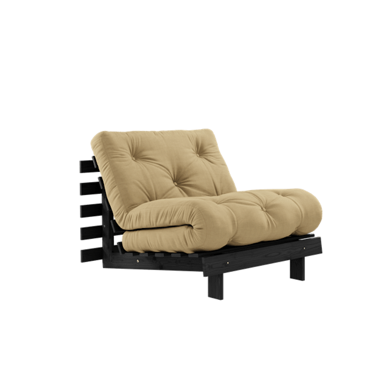 Roots Sovesofa Med Madrass 90x200 Svart Natt/Beige