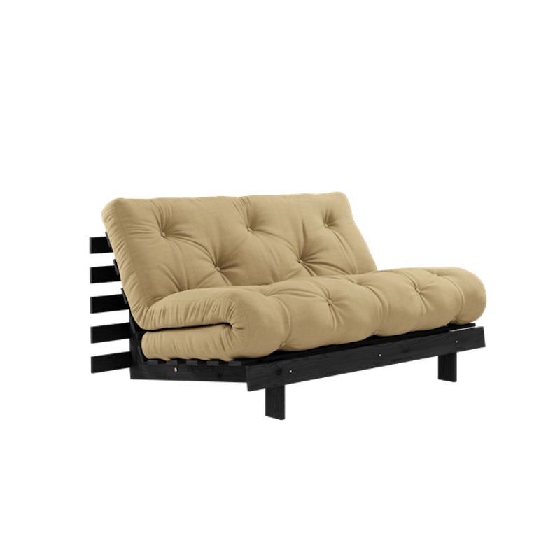 Roots Sovesofa Med Roots Madrass 140x200 Beige/Svart Lakkert