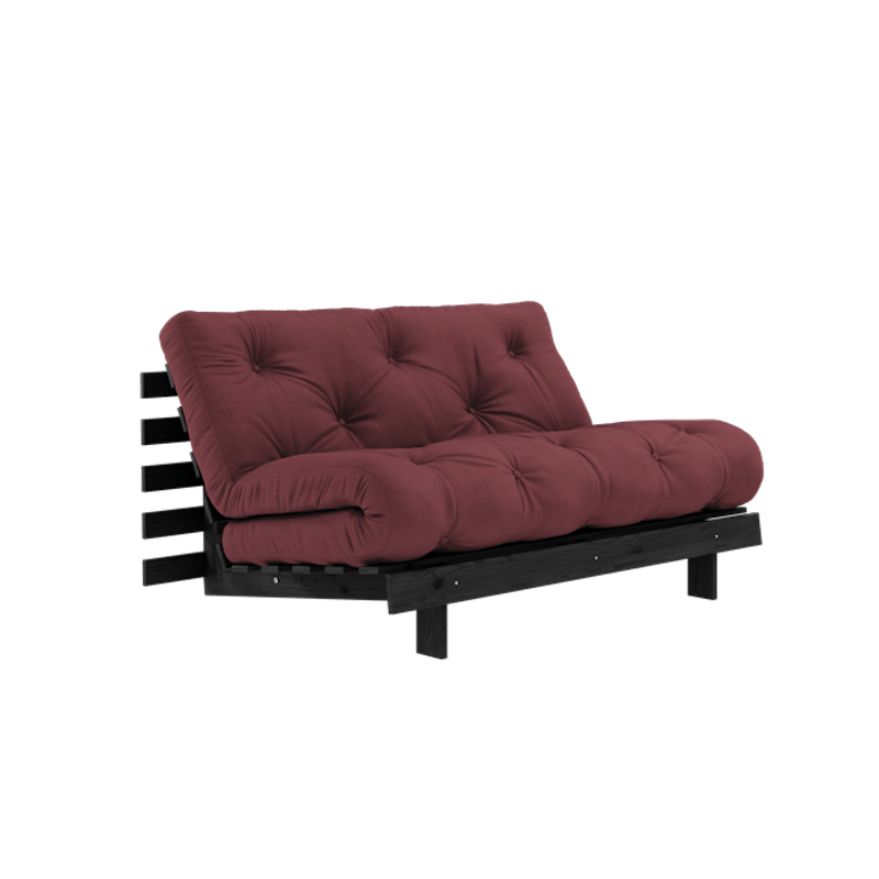 Roots Sovesofa Med Roots-Madrass 140x200 Bordeaux/Svart Lakkert