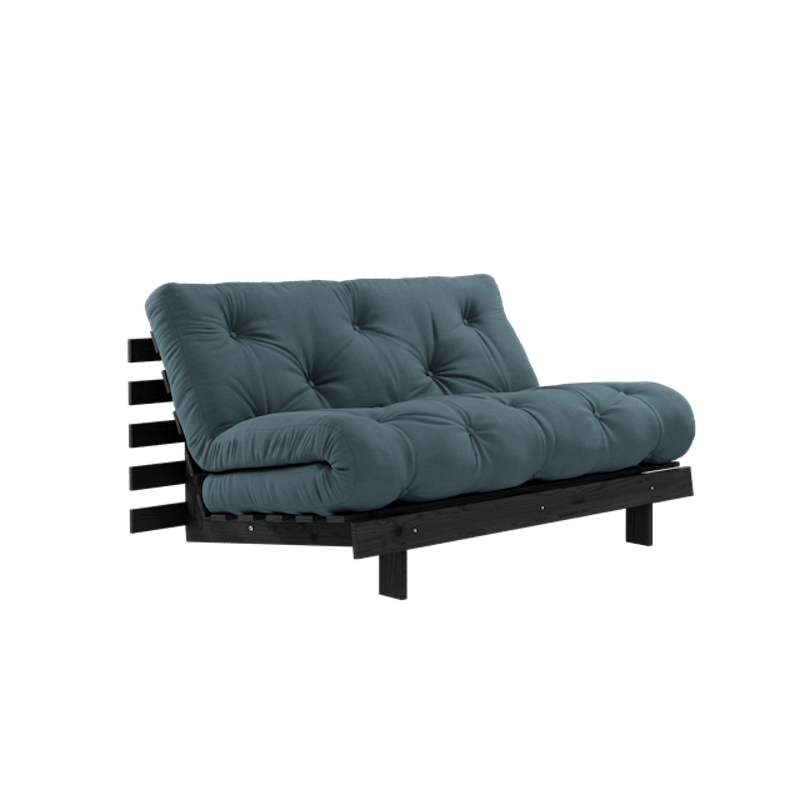 Roots Sovesofa Med Roots Madrass 140x200 Petroleum/Svart Lakkert