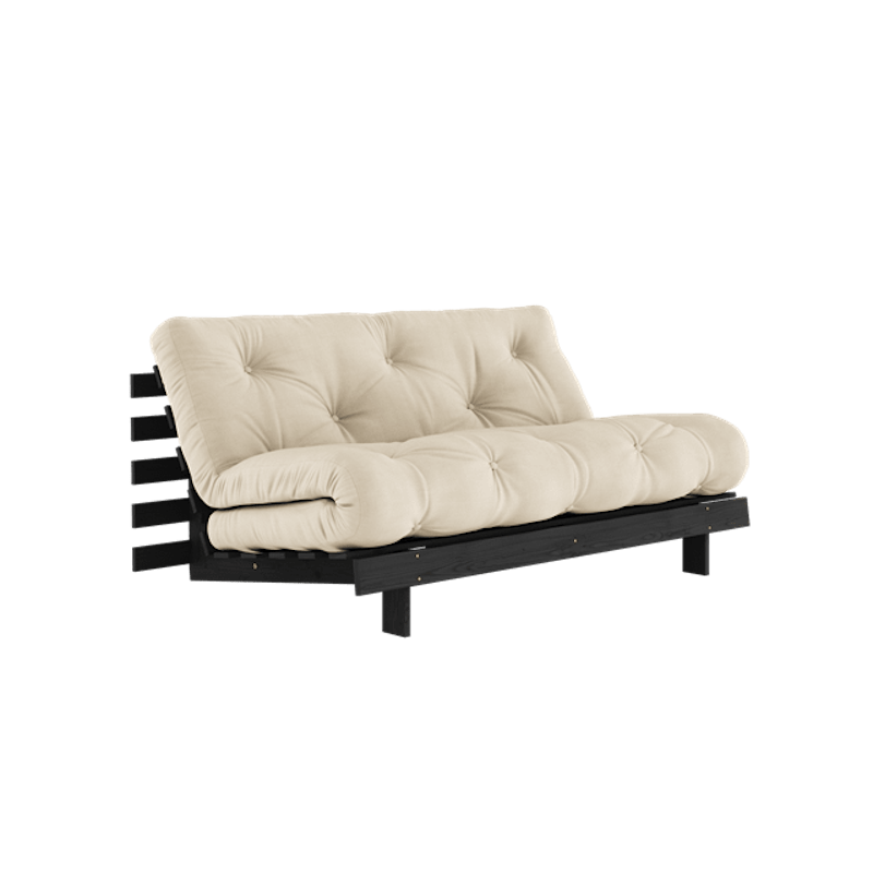 Roots Sovesofa Med Roots Madrass 160x200 Beige/Svart Lakkert