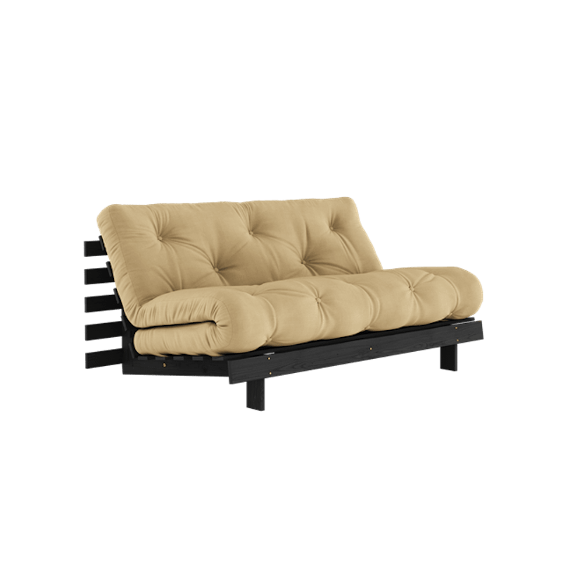 Roots Sovesofa Med Roots Madrass 160x200 Beige/Svart Lakkert