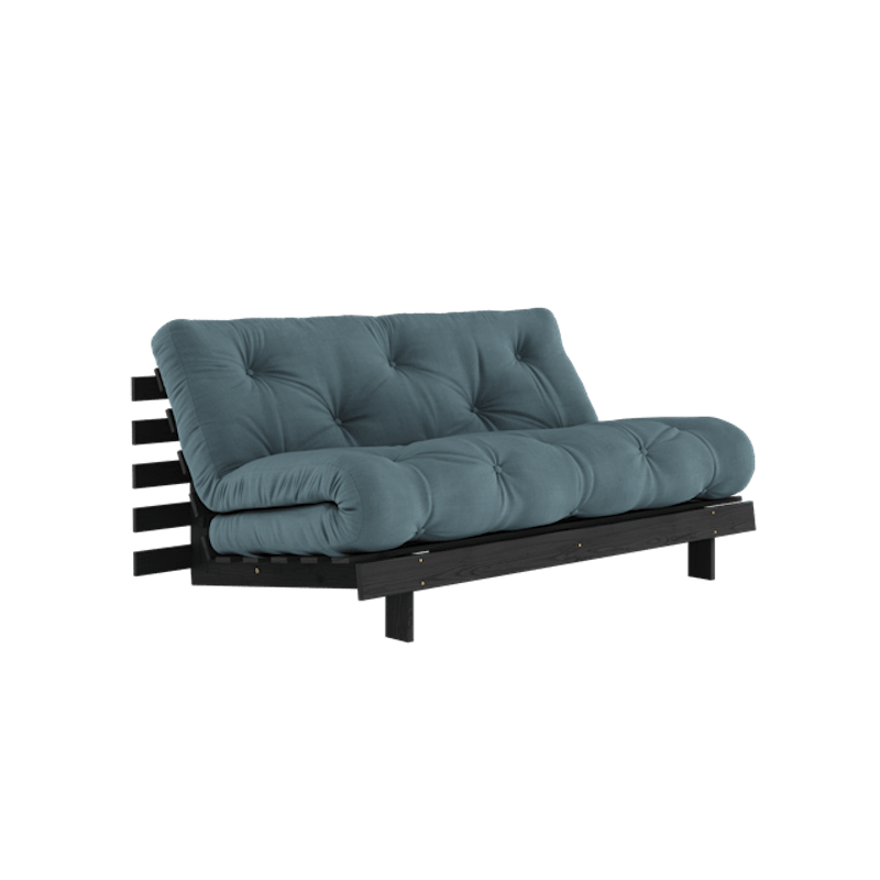Roots Sovesofa Med Roots Madrass 160x200 Petroleum/Svart Lakkert