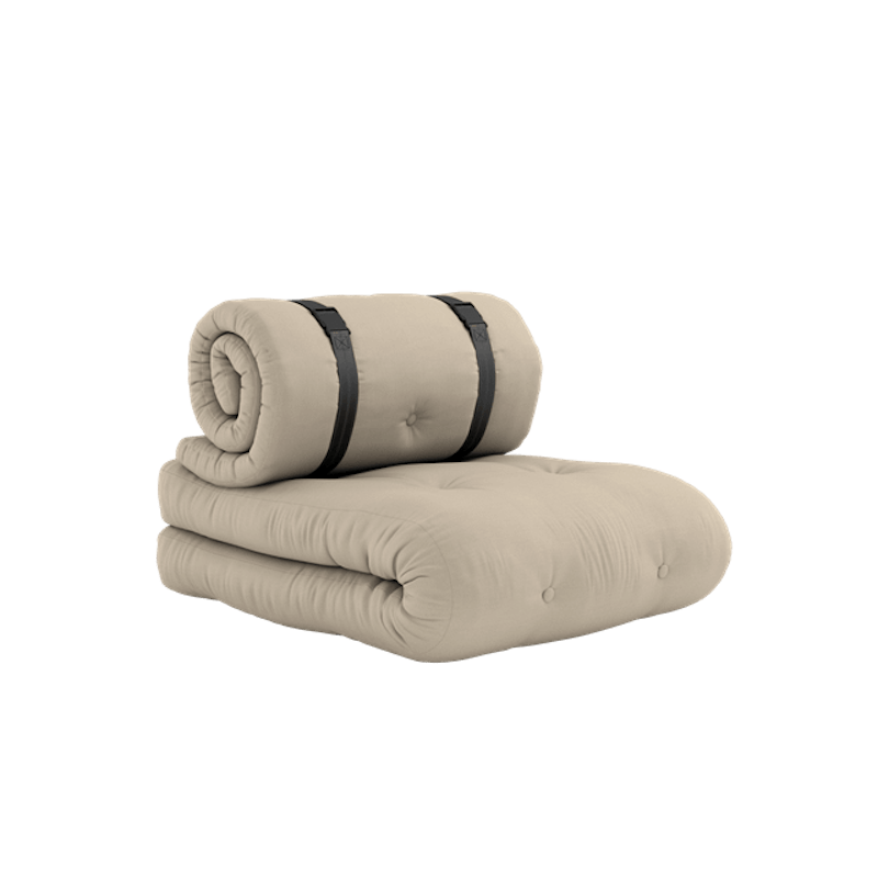 Spennestol Med Madrass og Belte Utendørs 402 Beige/Sort