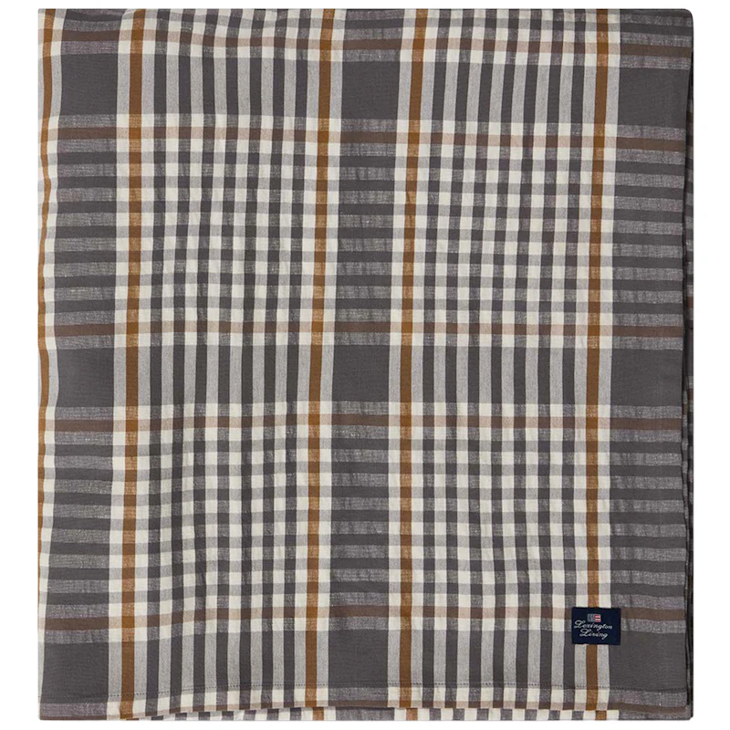 Checked Pöytäliina 150x350 cm, Harmaa / Valkoinen / Fudge