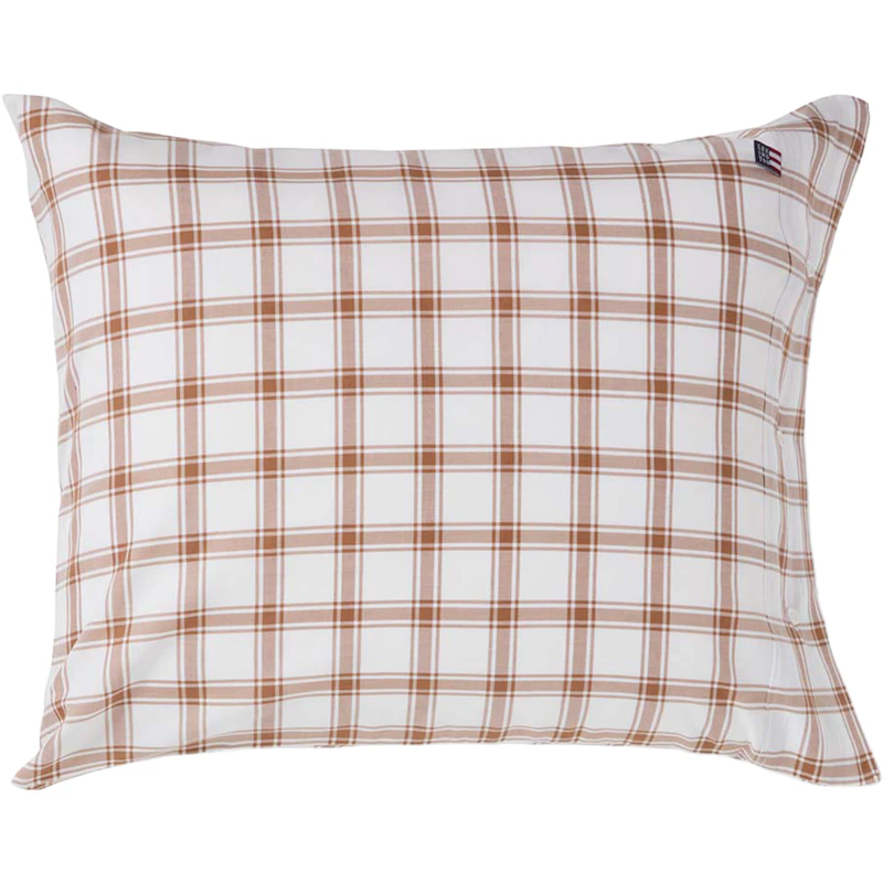 Checked Tyynynpäällinen 50x60 cm, Valkoinen / Fudge
