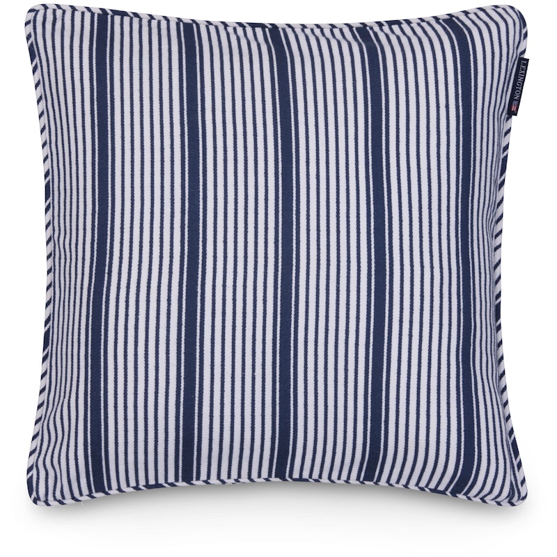 Classic Striped Organic Cotton Twill Tyynynpäällinen 50x50 cm, Valkoinen / Laivastonsininen