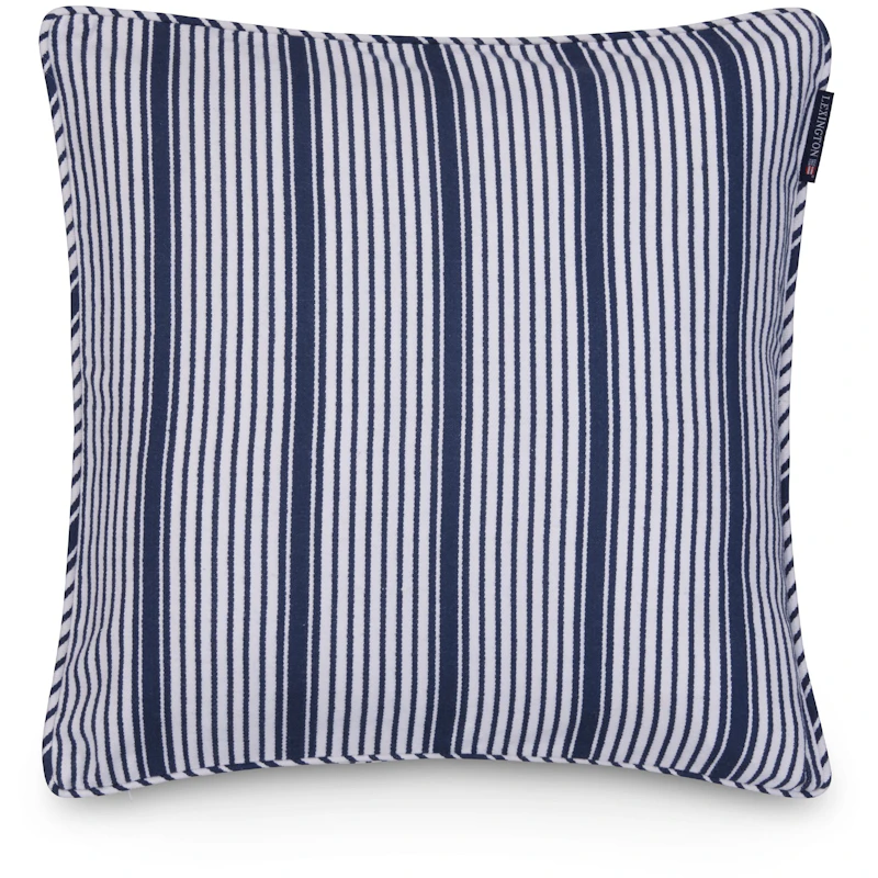 Classic Striped Organic Cotton Twill Tyynynpäällinen 50x50 cm, Valkoinen / Laivastonsininen
