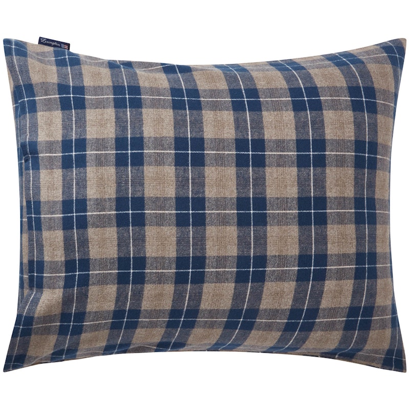 Checked Cotton Flannel Tyynynpäällinen 50x60 cm, Denim Blue/Beige