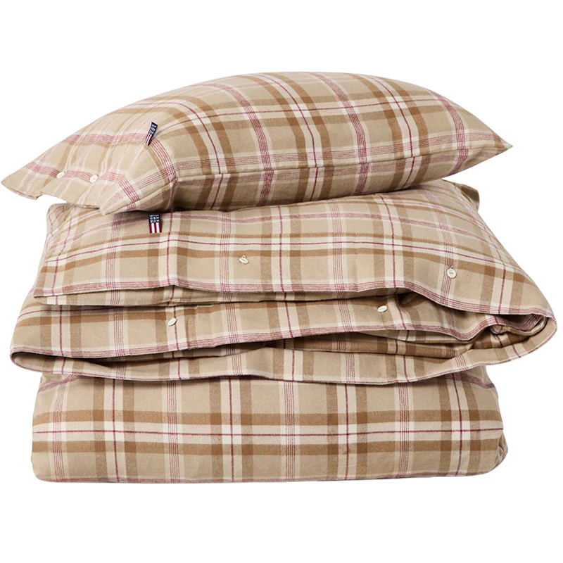 Checked Vuodevaatteet 220x220 + 50x60x2 cm, Fudge / Beiget / Viikuna