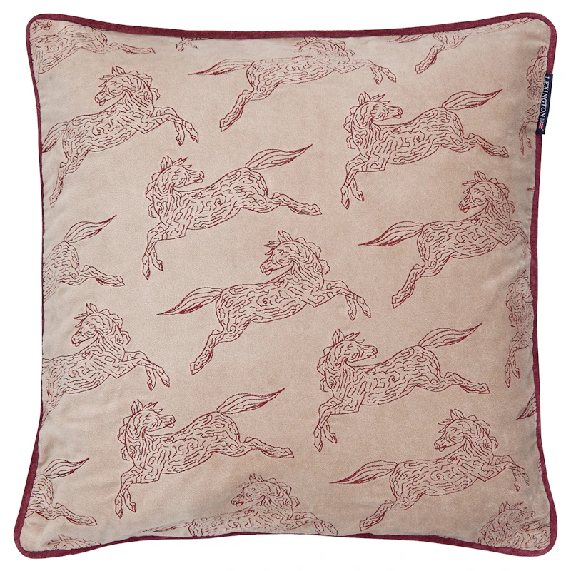 Horses Tyynynpäällinen 50x50 cm, Beige/Burgundinpunainen