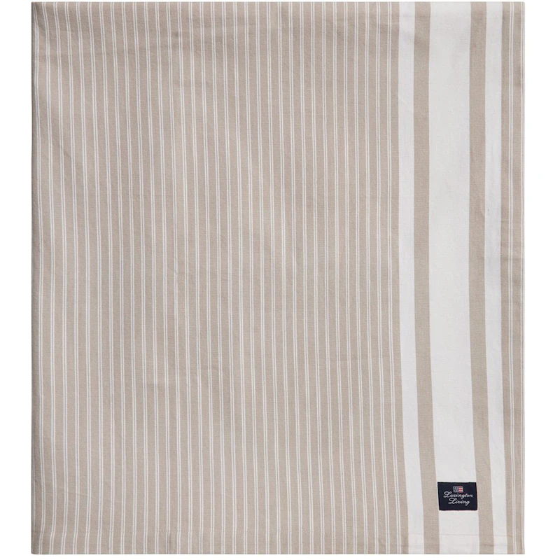 Icons Striped Organic Cotton Oxford Pöytäliina 150x250 cm, Beige / Valkoinen