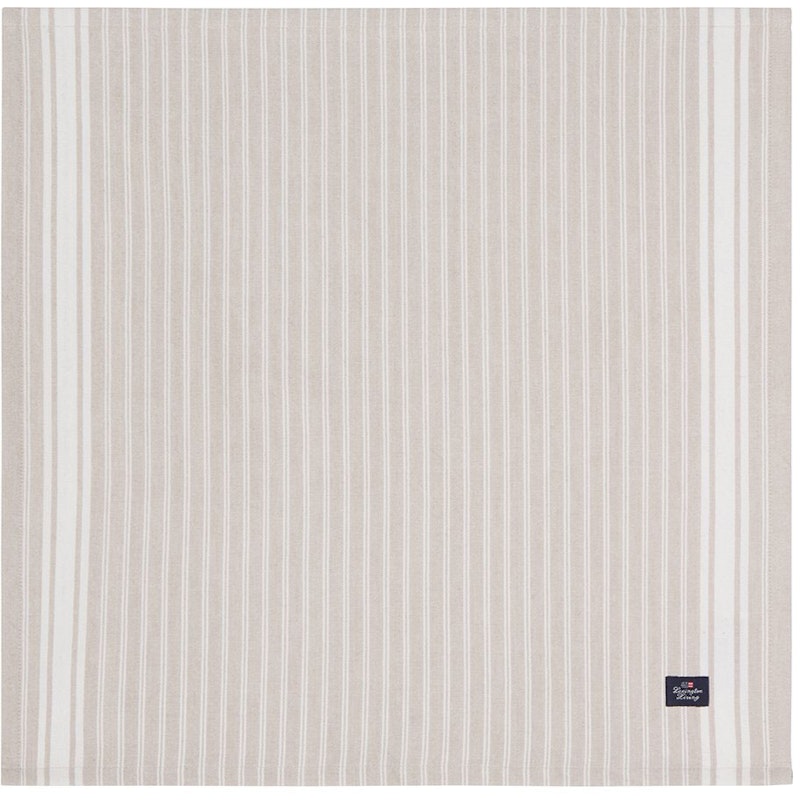 Icons Striped Organic Cotton Oxford Servetti, Beige / Valkoinen