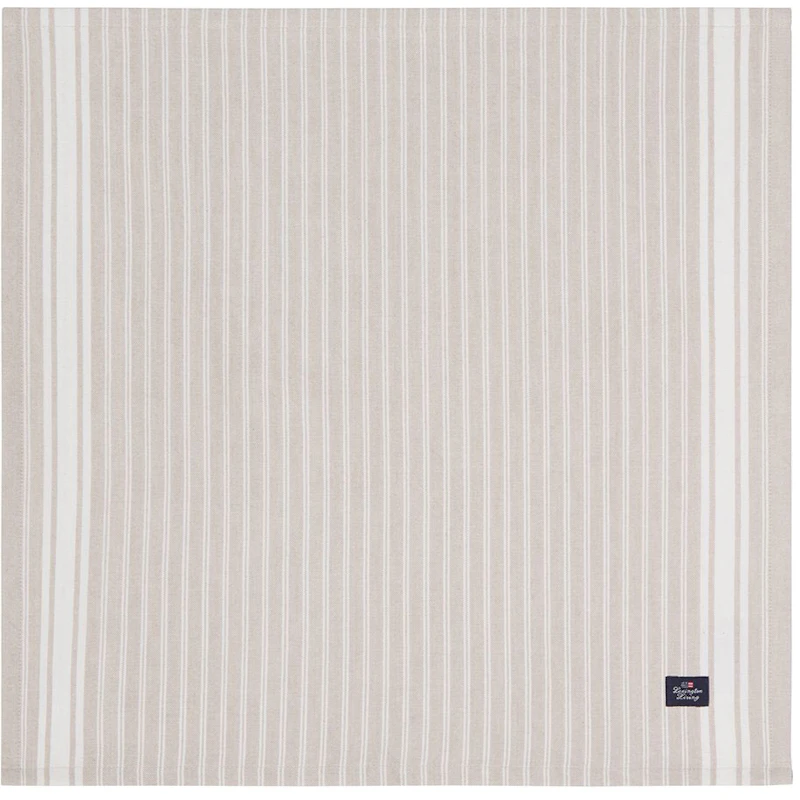 Icons Striped Organic Cotton Oxford Servetti, Beige / Valkoinen