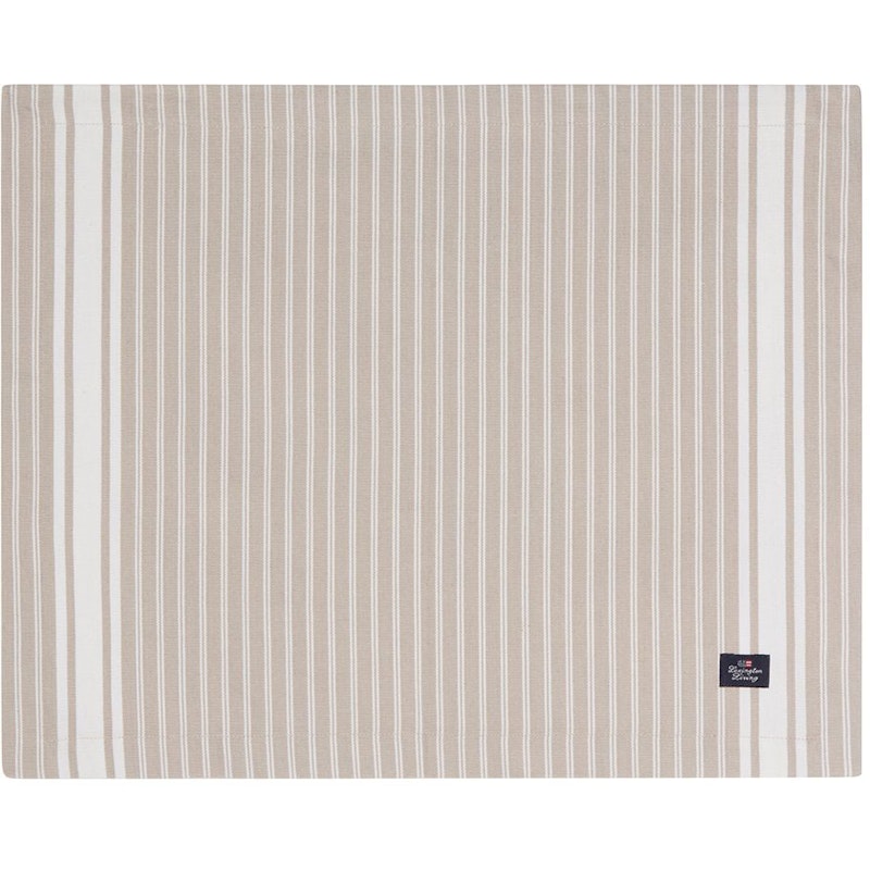 Icons Striped Organic Cotton Oxford Tabletti, Beige / Valkoinen