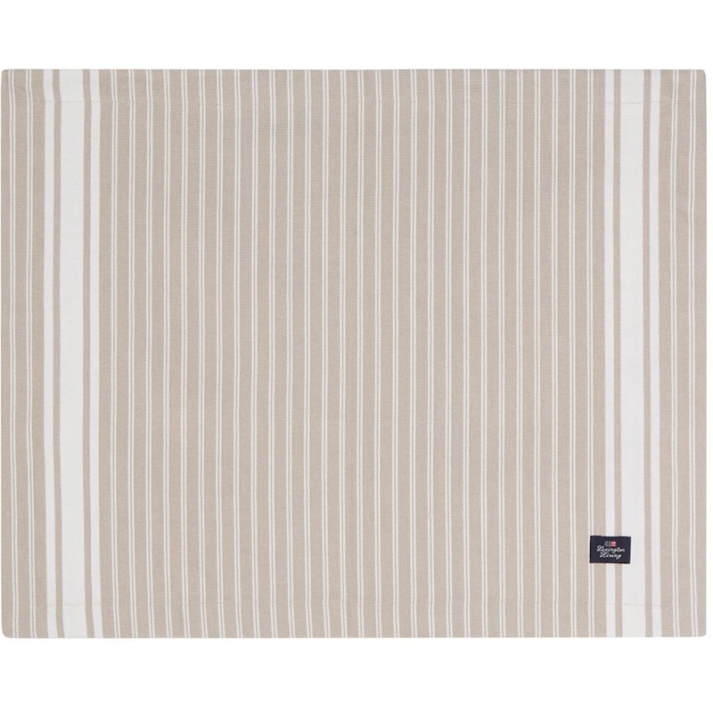Icons Striped Organic Cotton Oxford Tabletti, Beige / Valkoinen