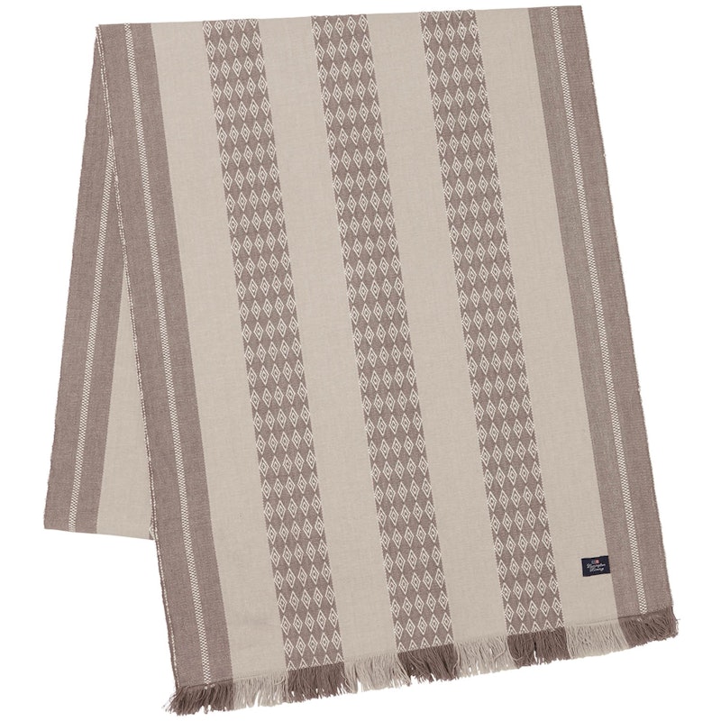 Jacquard Striped Kaitaliina 250x50 cm, Valkoinen/Beige