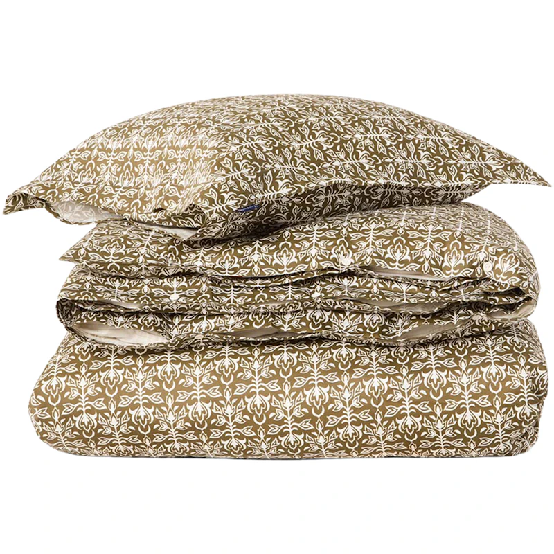 Ornament Vuodevaatteet 150x210 + 50x60 cm, Olive / Valkoiset