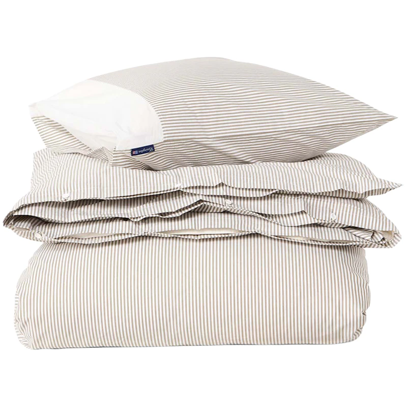 Striped Vuodevaatteet 150x210 + 50x60 cm, Olive / Valkoiset