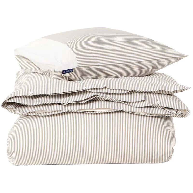 Striped Vuodevaatteet 220x220 + 50x60x2 cm, Olive / Valkoiset