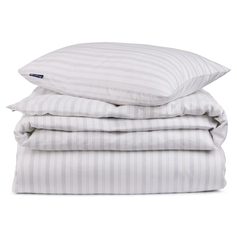 Striped Lyocell/Cotton Vuodesetti 150x210 cm, Valkoinen/Usvansininen