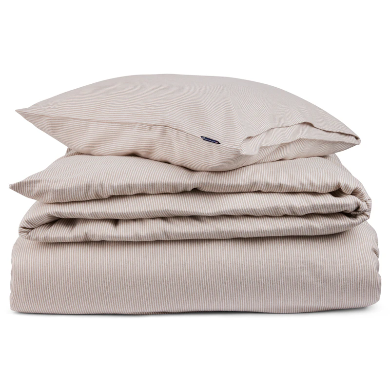 Striped Lyocell/Flannel Vuodesetti 150X210 + 50x60, Beige