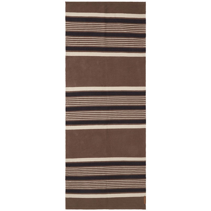 Striped Organic Cotton Matto 80x220 cm, Beige/Tummanharmaa