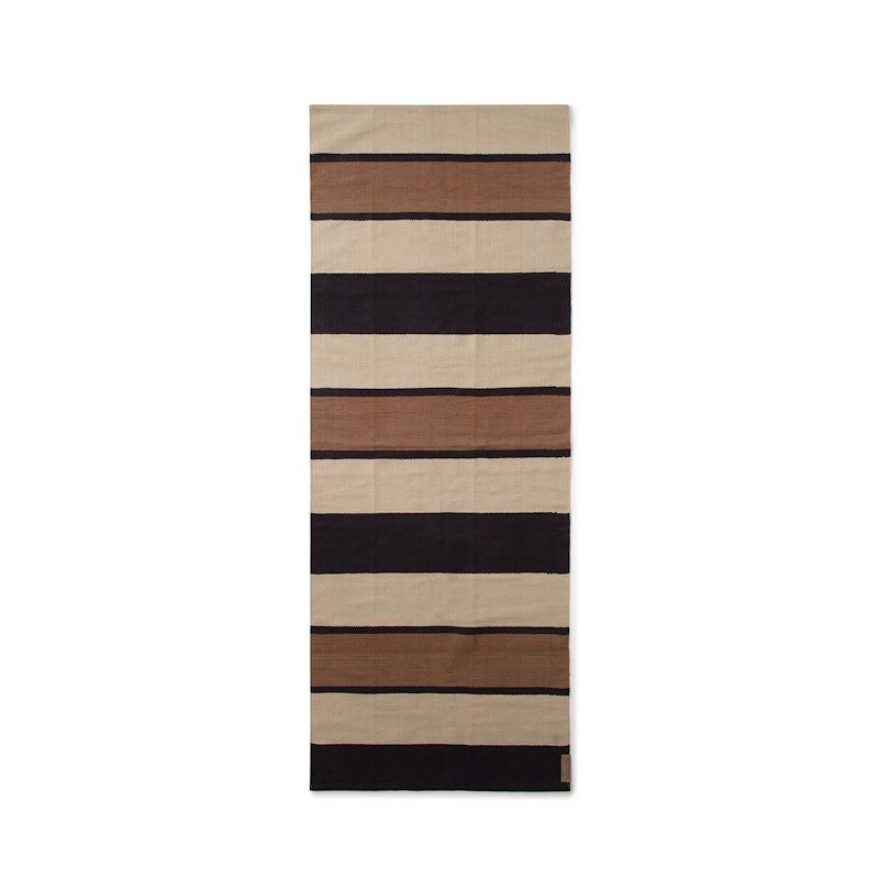 Striped Organic Cotton Matto Beige/Tummanharmaa, 170x240 cm