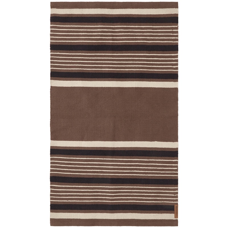 Striped Organic Cotton Matto 170x240 cm, Beige/Tummanharmaa