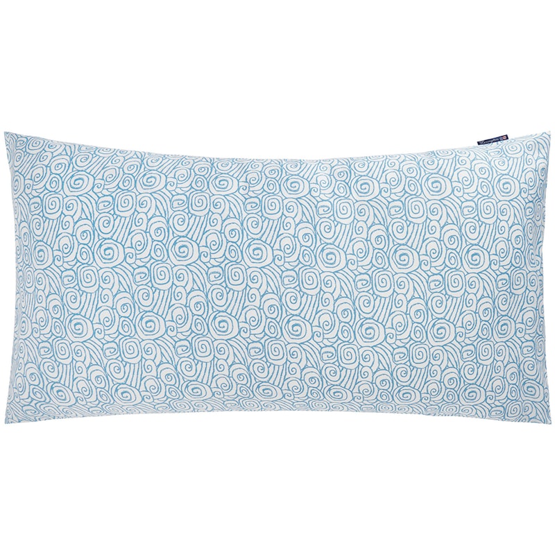 Wave Printed Cotton Sateen Tyynynpäällinen 50x90 cm, Sininen