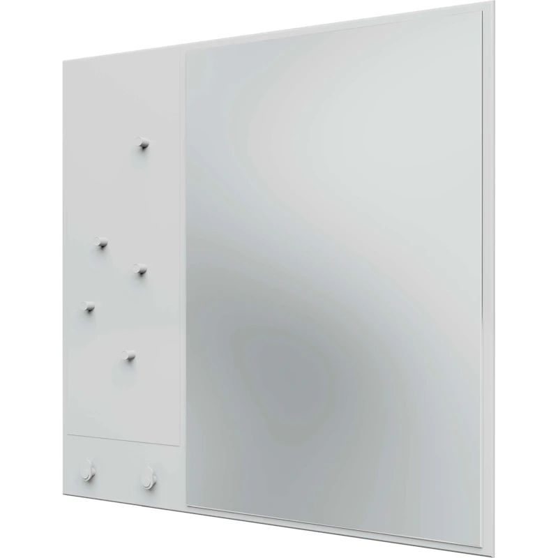 Memo Wall Mirror With Notice Board, Snow