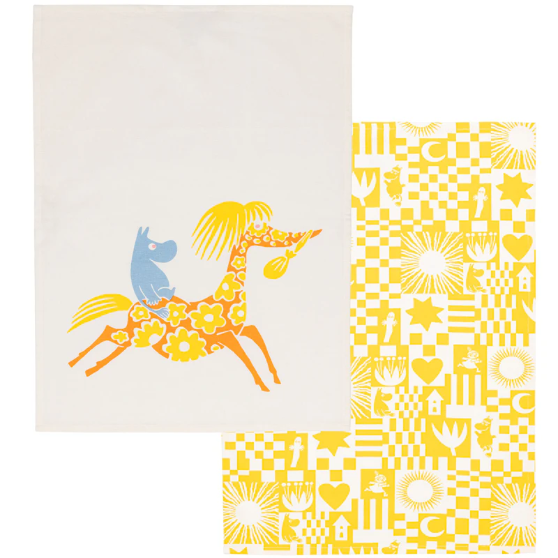 Muumi Keittiöpyyhe Juhlat 2 kpl:n pakkaus, Keltainen