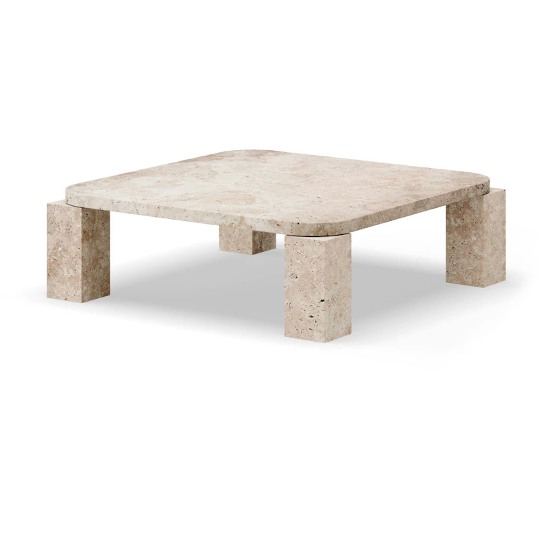 Atlas Sohvapöytä 82x82 cm, Unfilled Travertine
