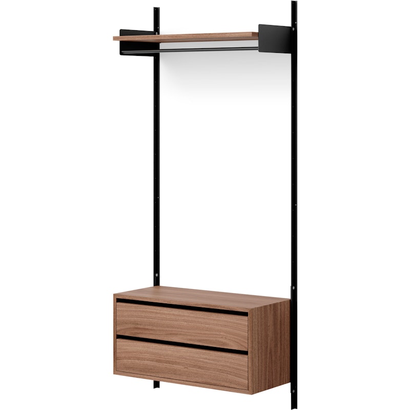 Wardrobe Seinähylly 1 Kaappi Laatikoilla, Saksanpähkinä