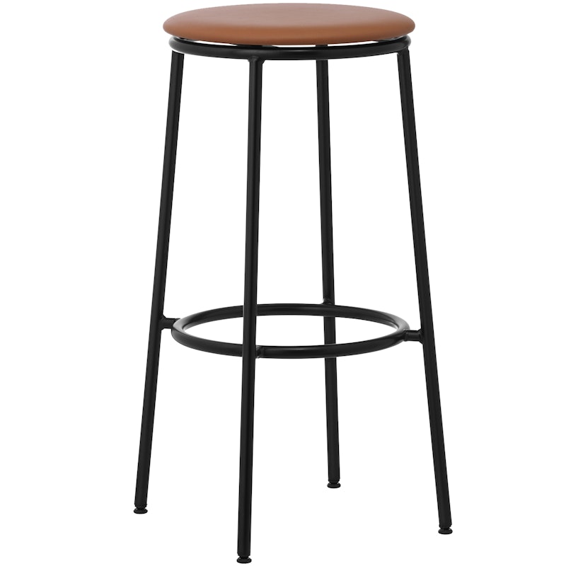 Circa Barstool 65 cm Black Steel Baarijakkara, Vaahtomuovi Nahanruskea