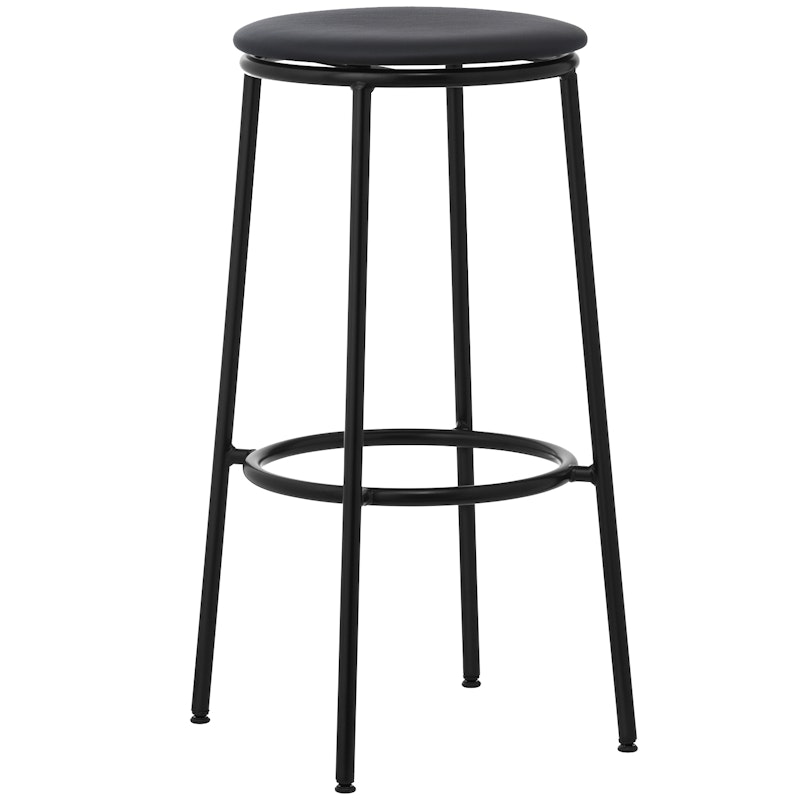 Circa Barstool 65 cm Black Steel Baarijakkara, Vaahtomuovi Black Leather