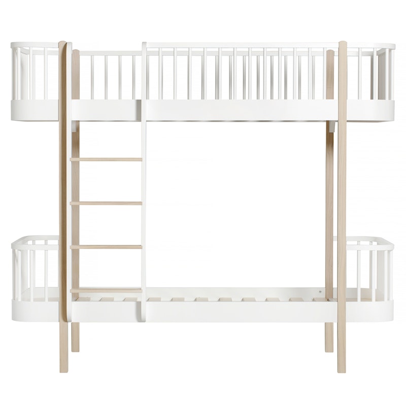 Wood Bunk Bed, 90x200cm, White/Oak