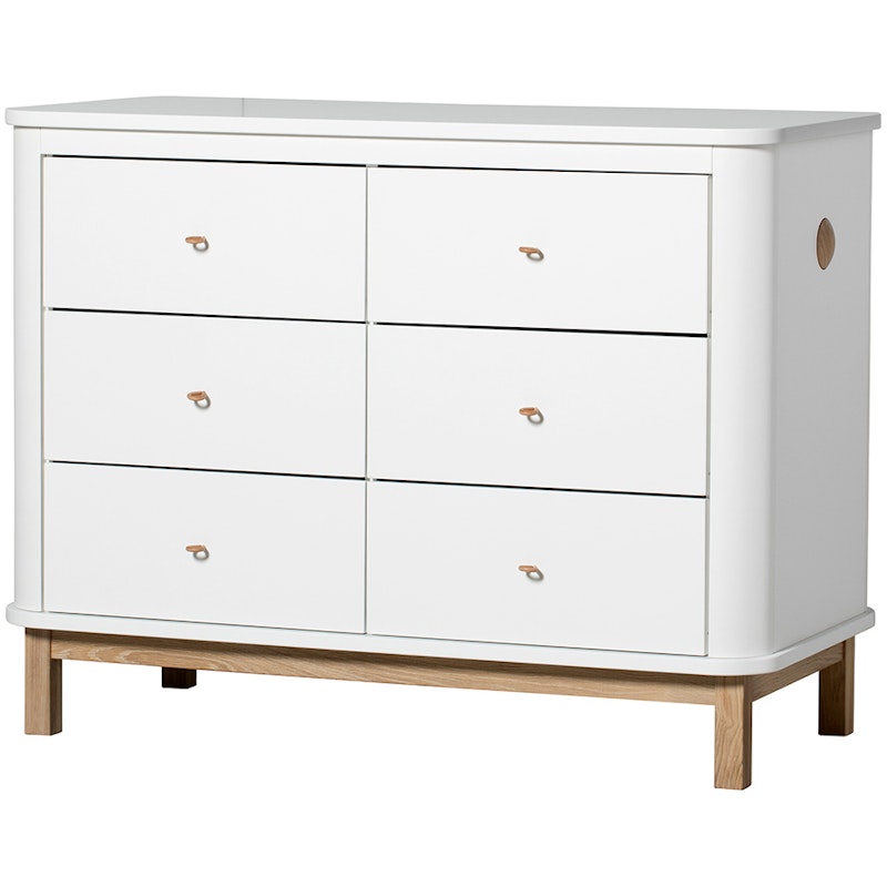 Wood Dresser 6 Drawers, White/Oak