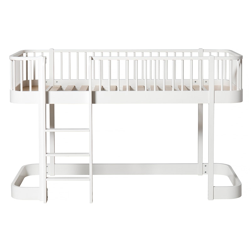 Wood Low Loft Bed, 90x200cm, White