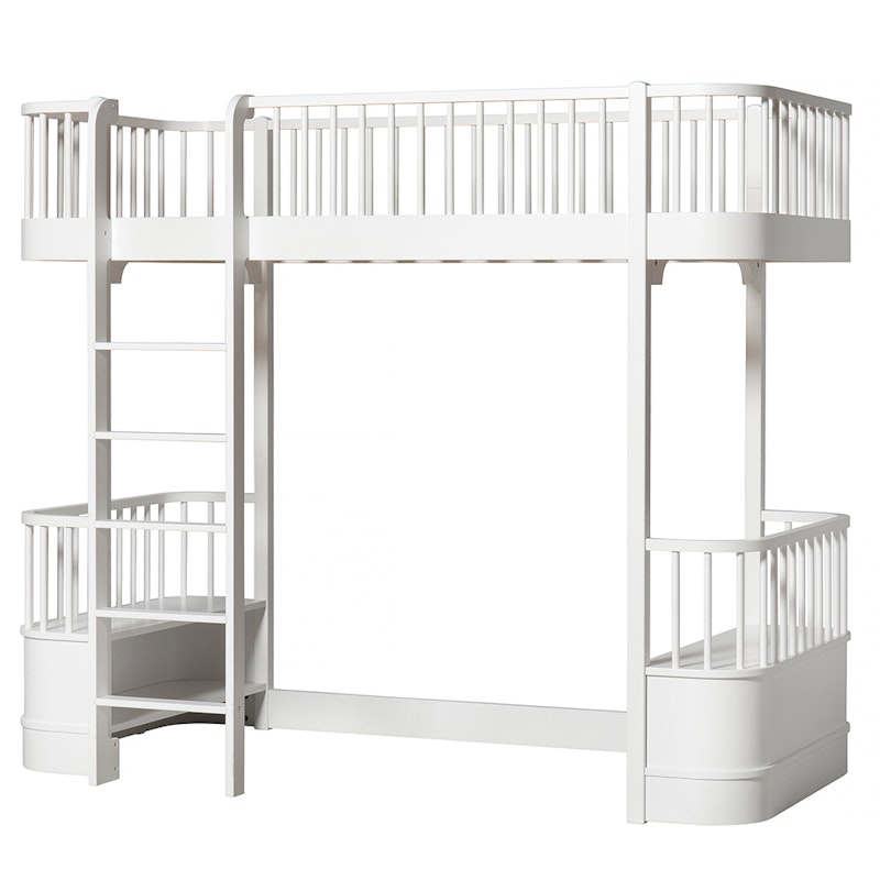 Wood Loft Bed, 90x200cm, White