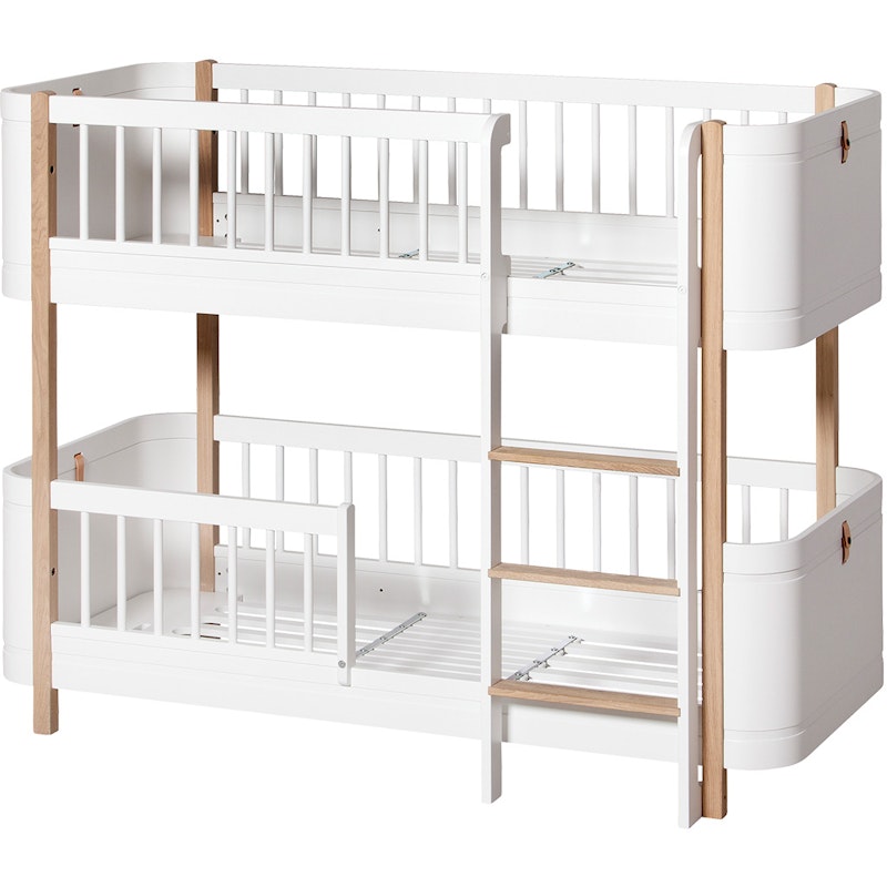 Wood Mini+ Low Bunk Bed, 68x162cm, White/Oak