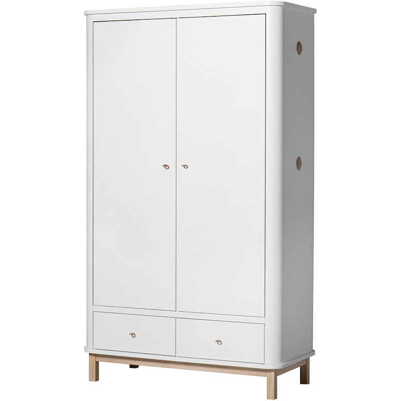 Wood Wardrobe 2 Doors, White/Oak