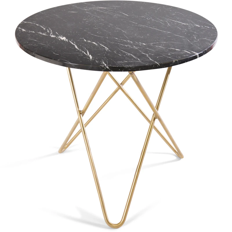 O Ruokapöytä Ø100 Musta Marmori/Messinki