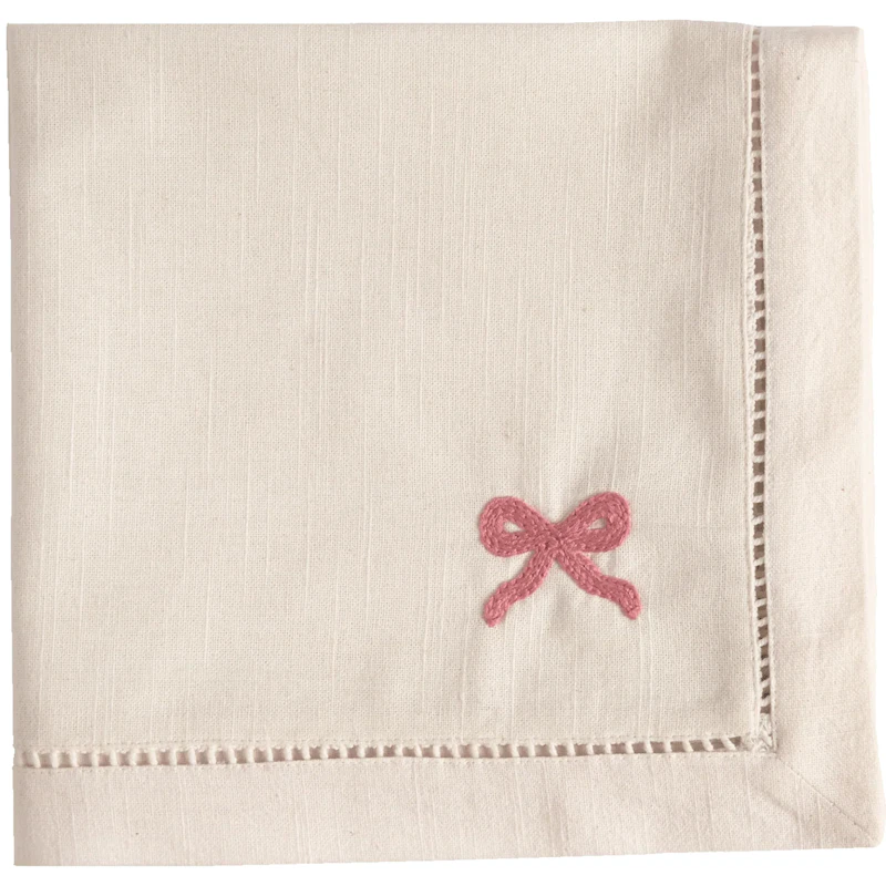 Bow Puuvillalautasliina 45x45 cm, Pinkki
