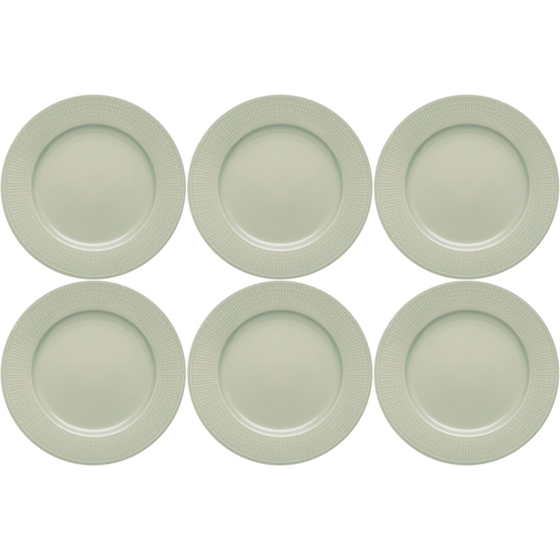 Swedish Grace Lautanen 21 cm 6 kpl:n pakkaus, Meadow (Light Green)
