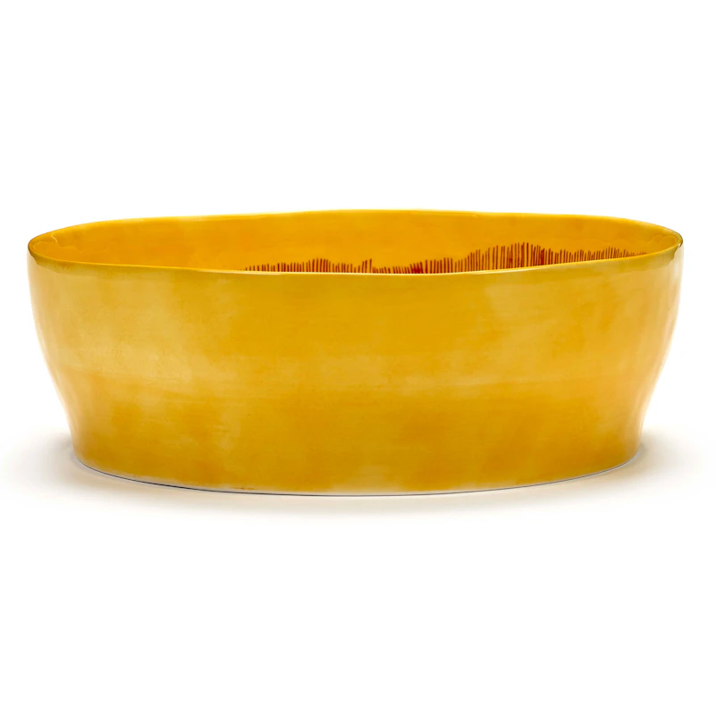 SALAD BOWL YELLOW STRIPES RED FEAST