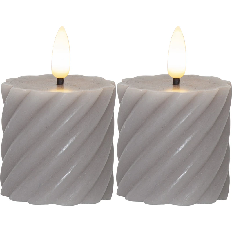 Flamme Swirl LED Pöytäkynttilä 7,5 cm 2-pakkaus, Harmaa