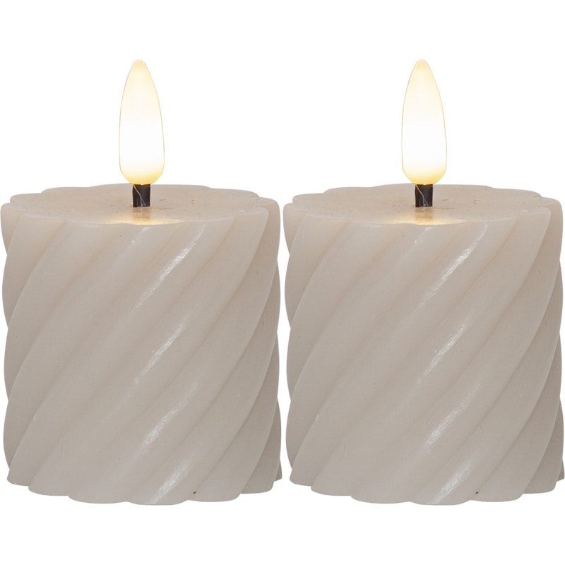 Flamme Swirl LED Pöytäkynttilä 7,5 cm 2-pakkaus, Beige