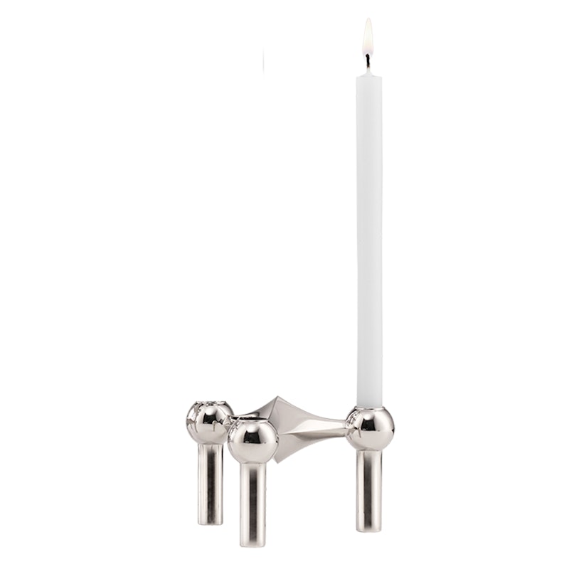 Stoff Nagel Candlestick Chrome + Candles 12-pack